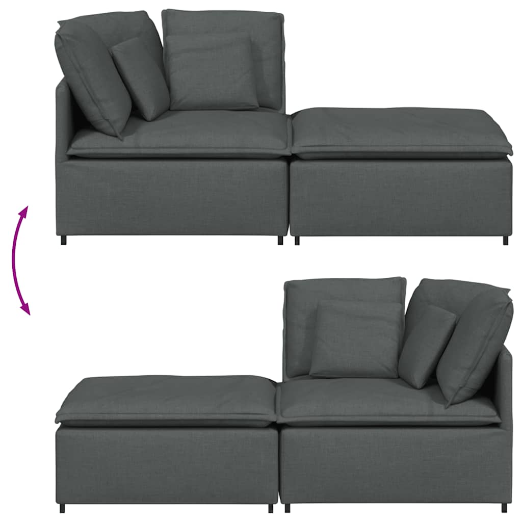 Canapé modulaire et repose-pieds et coussins tissu gris foncé - XIOS