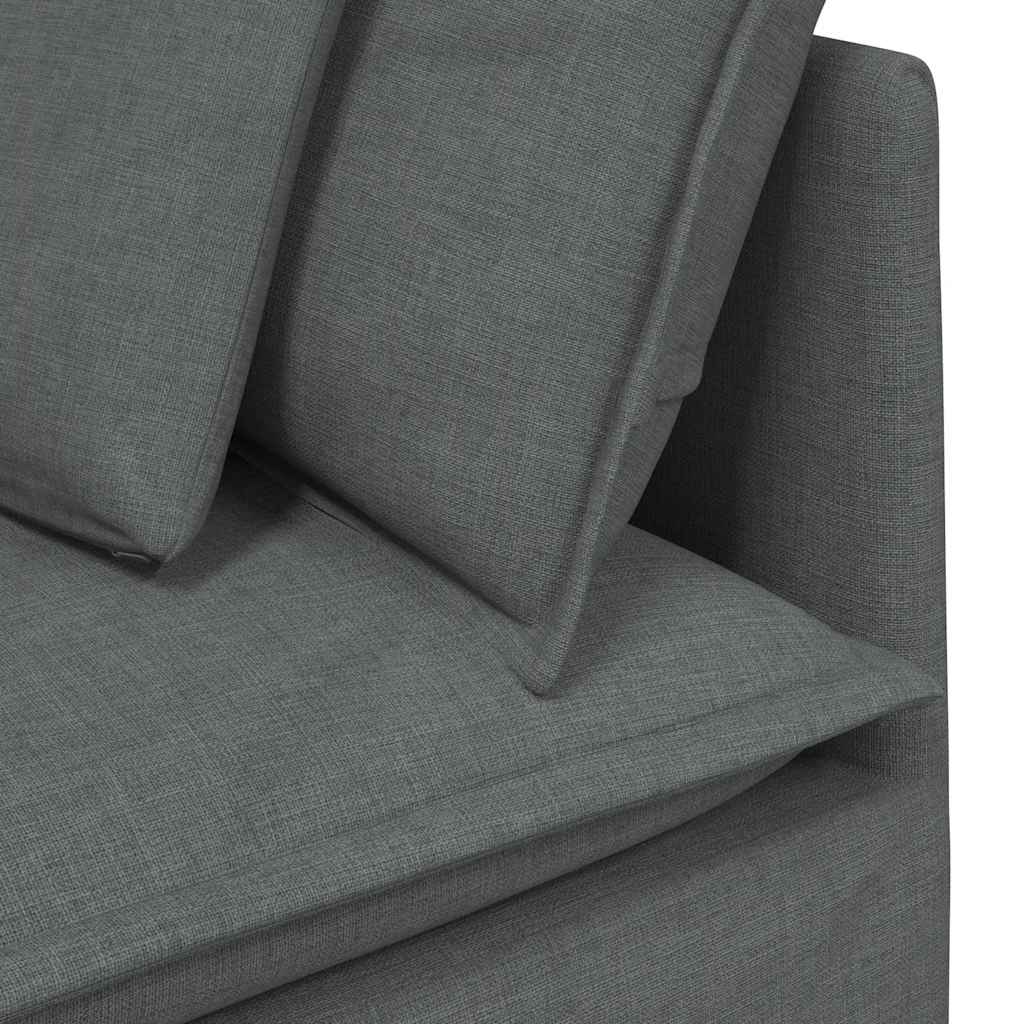 Canapé modulaire et repose-pieds et coussins tissu gris foncé - XIOS