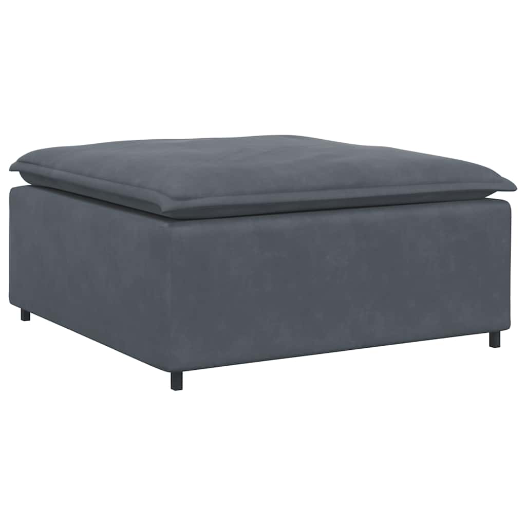 Canapé modulaire et repose-pieds et coussins velours gris foncé - XIOS