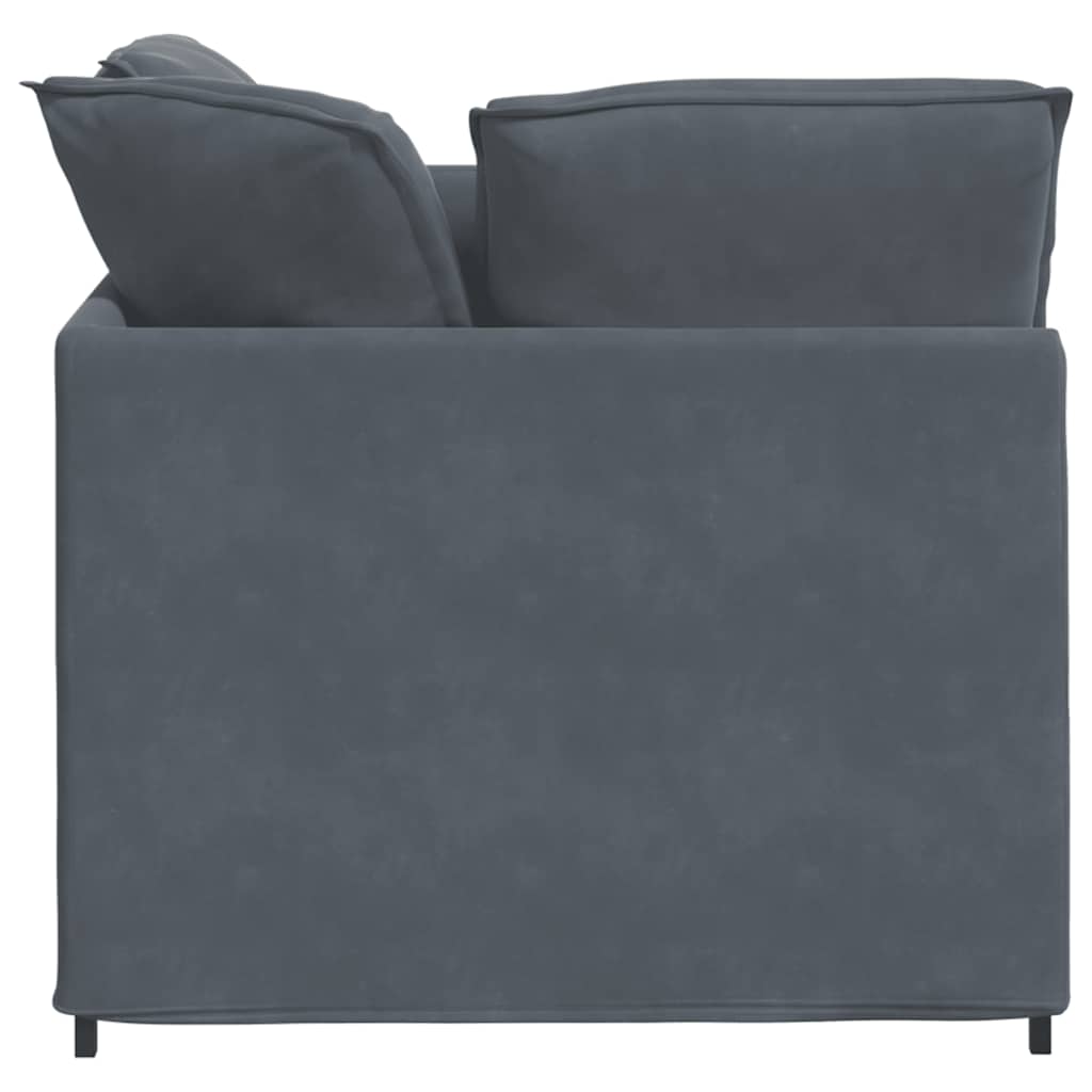 Canapé modulaire et repose-pieds et coussins velours gris foncé - XIOS
