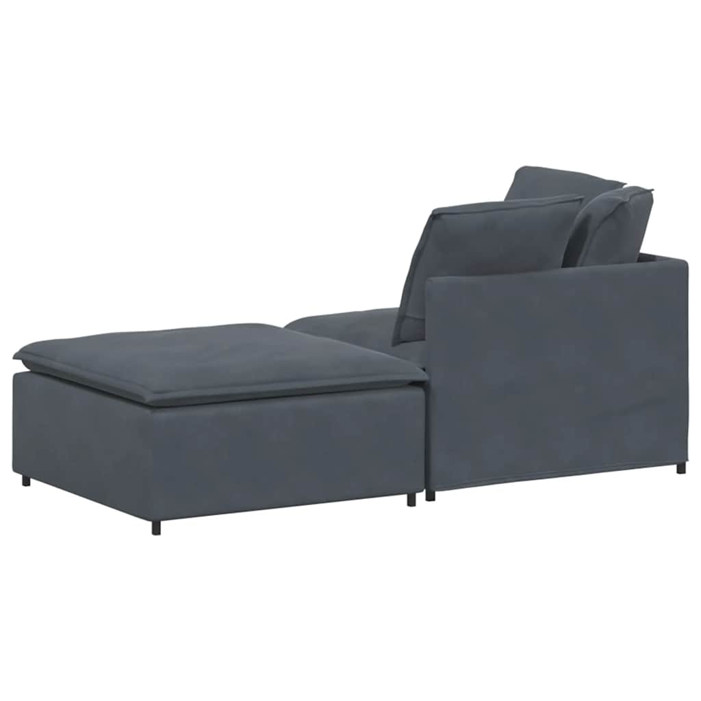 Canapé modulaire et repose-pieds et coussins velours gris foncé - XIOS