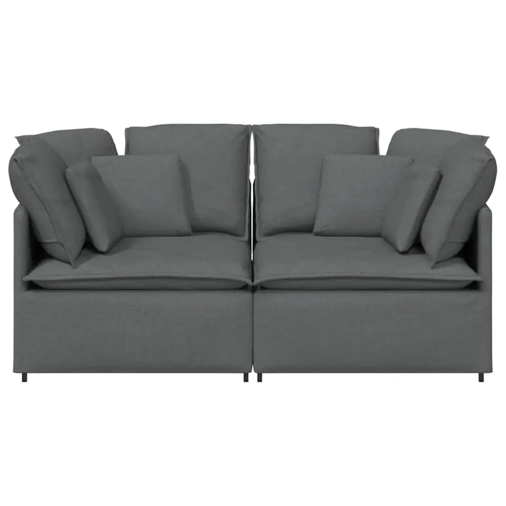 Canapé modulaire avec coussins en tissu gris foncé - XIOS