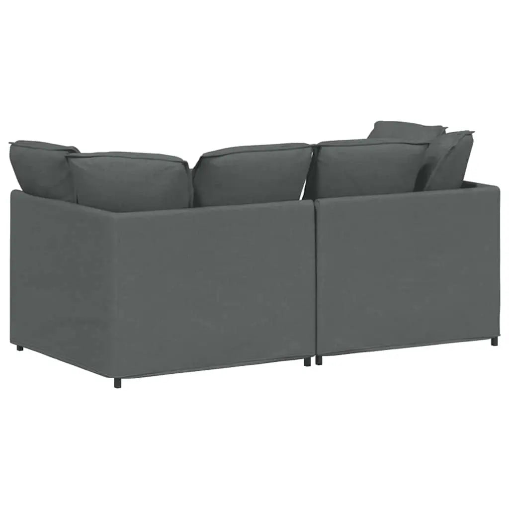 Canapé modulaire avec coussins en tissu gris foncé - XIOS