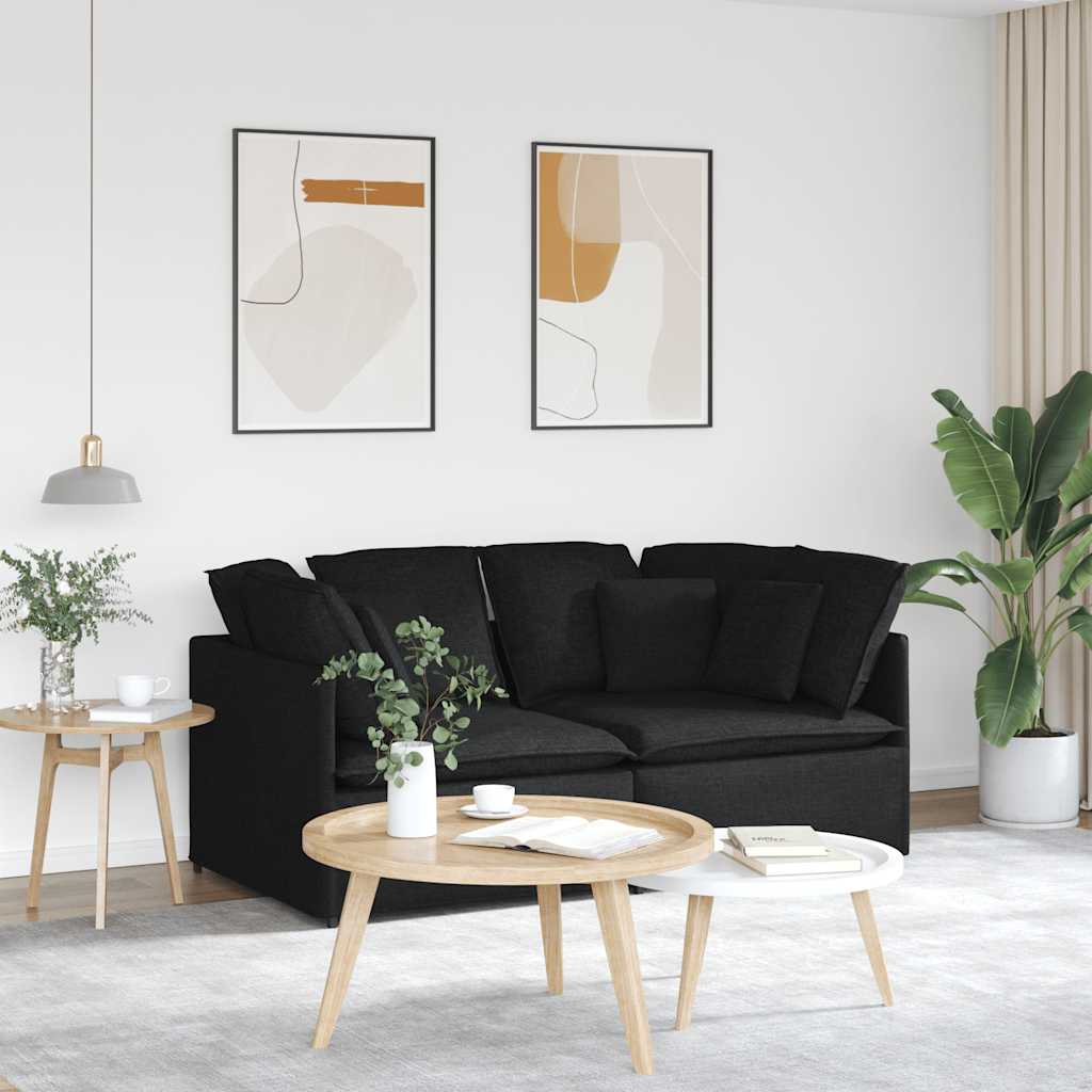 Canapé modulable avec coussins en tissu noir - XIOS