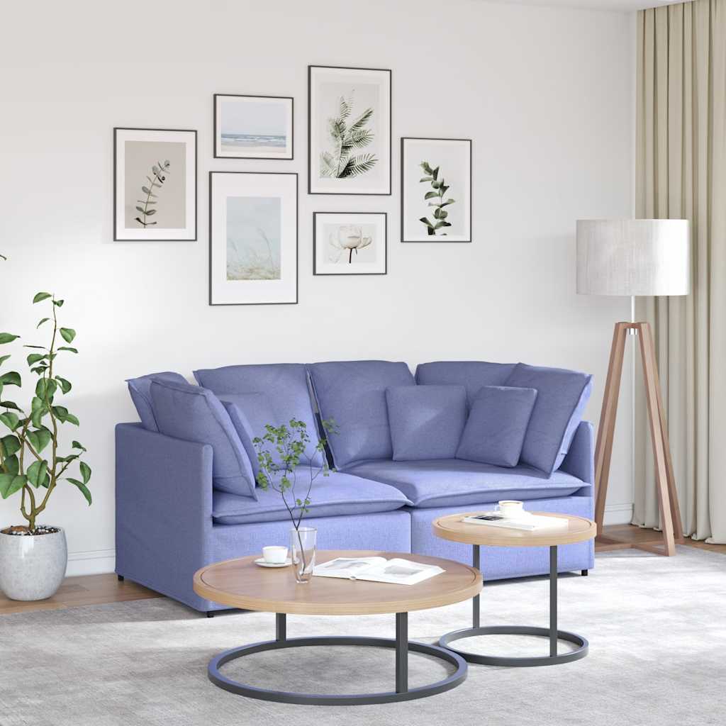Canapé modulable avec coussins en tissu bleu jean - XIOS