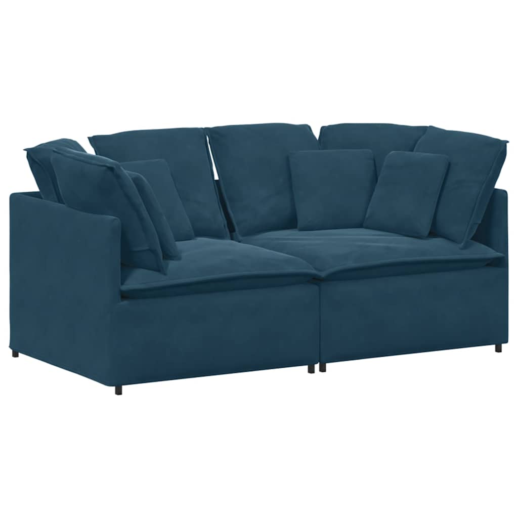 Canapé modulable avec coussins velours bleu - XIOS