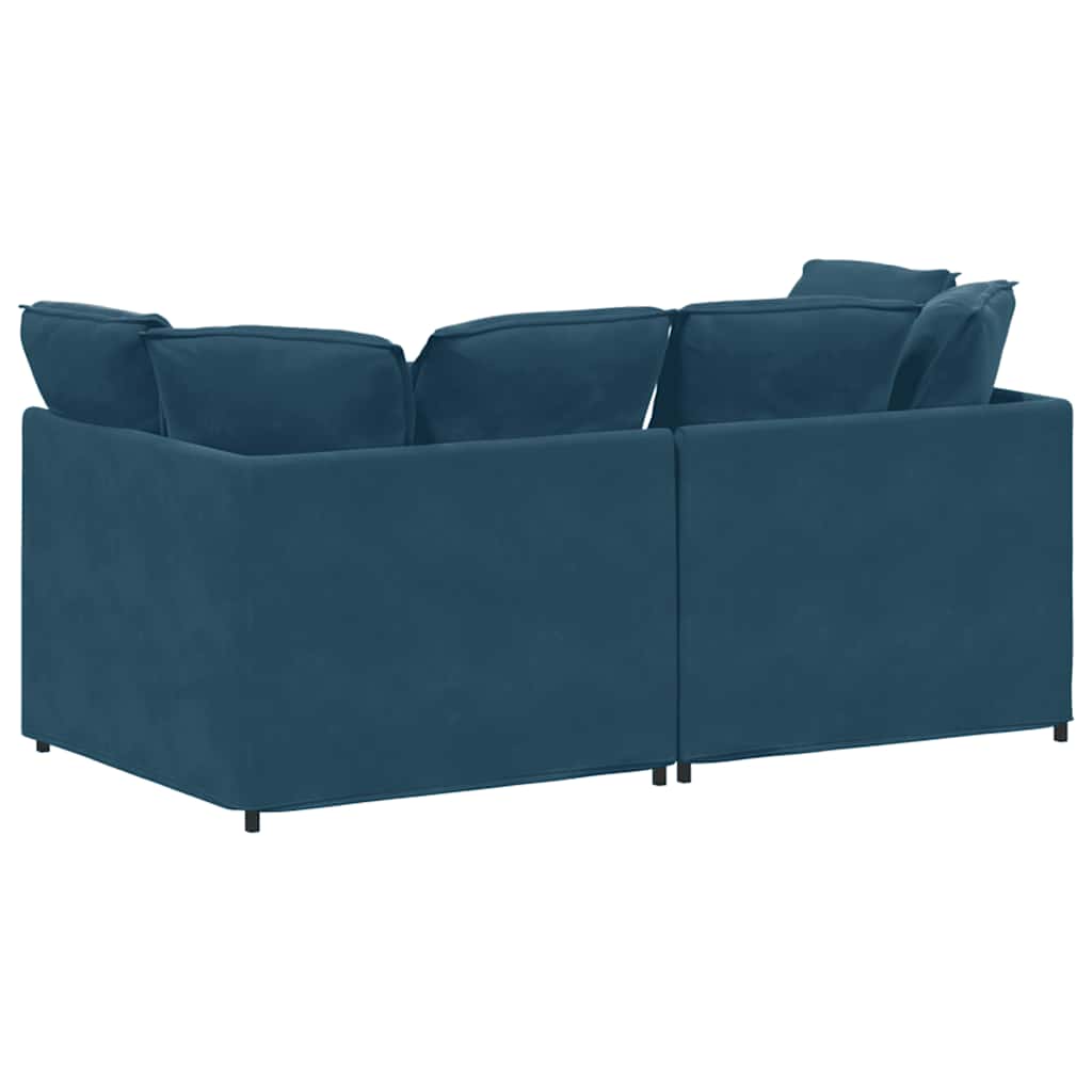 Canapé modulable avec coussins velours bleu - XIOS