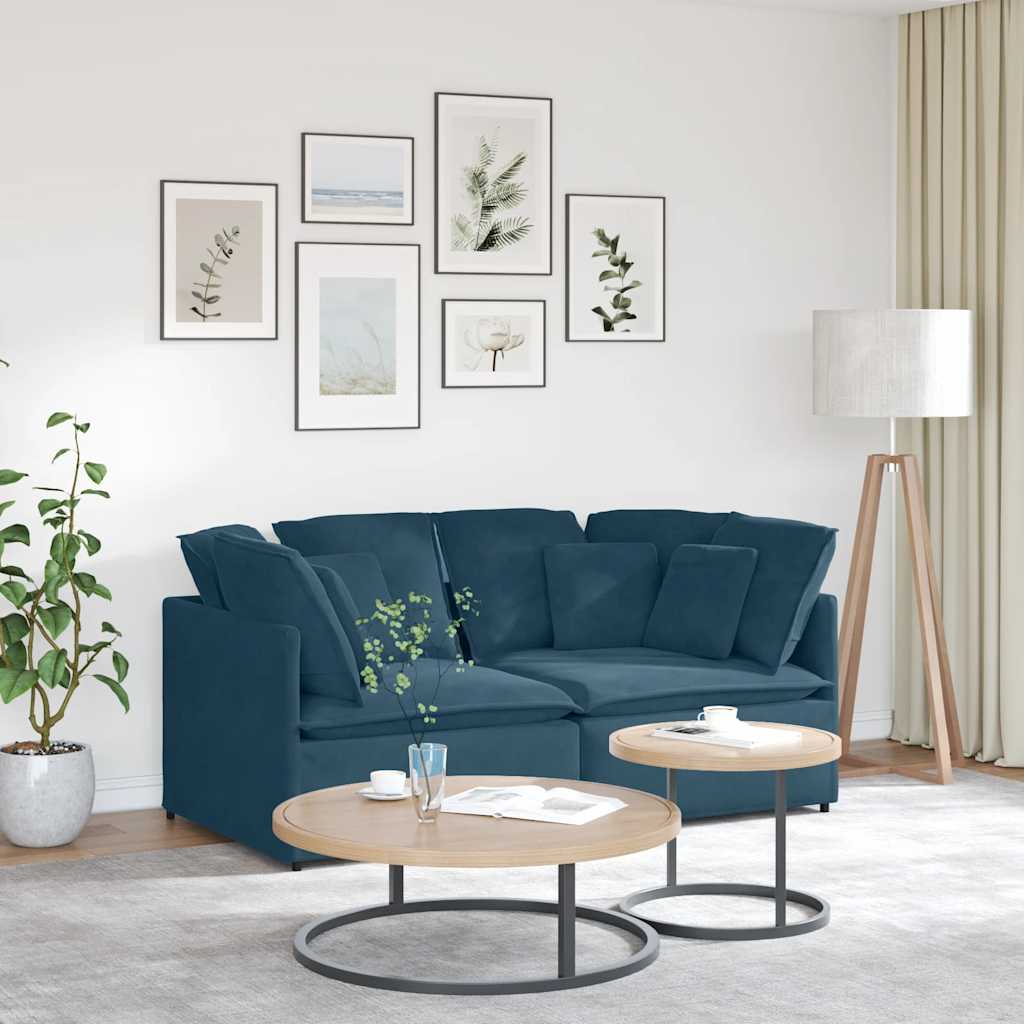 Canapé modulable avec coussins velours bleu - XIOS