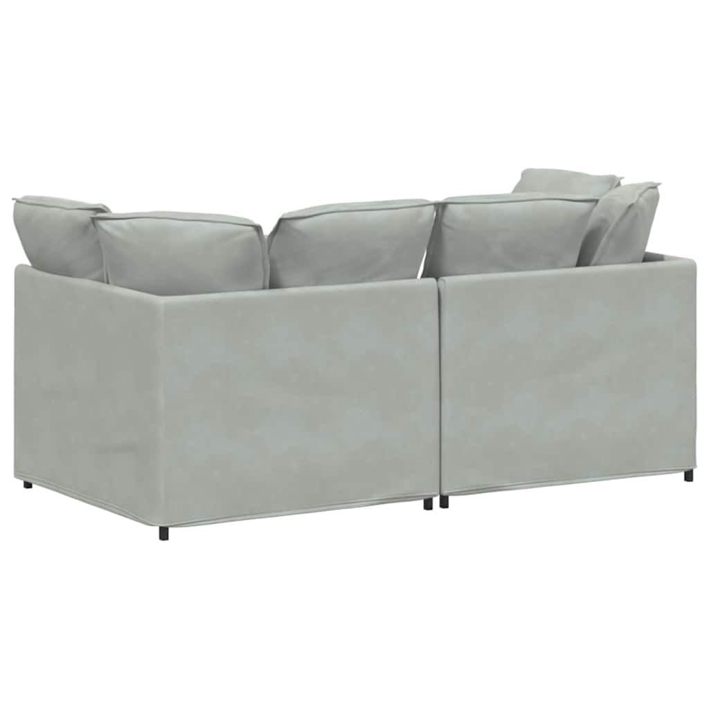 Canapé modulable avec coussins velours gris clair - XIOS