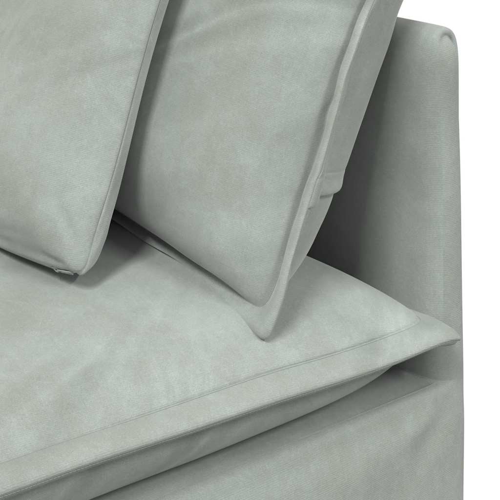 Canapé modulable avec coussins velours gris clair - XIOS