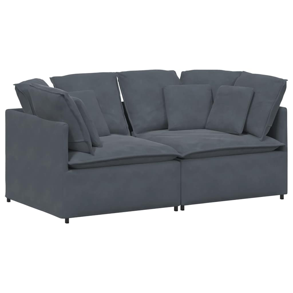 Canapé modulaire avec coussins en velours gris foncé - XIOS