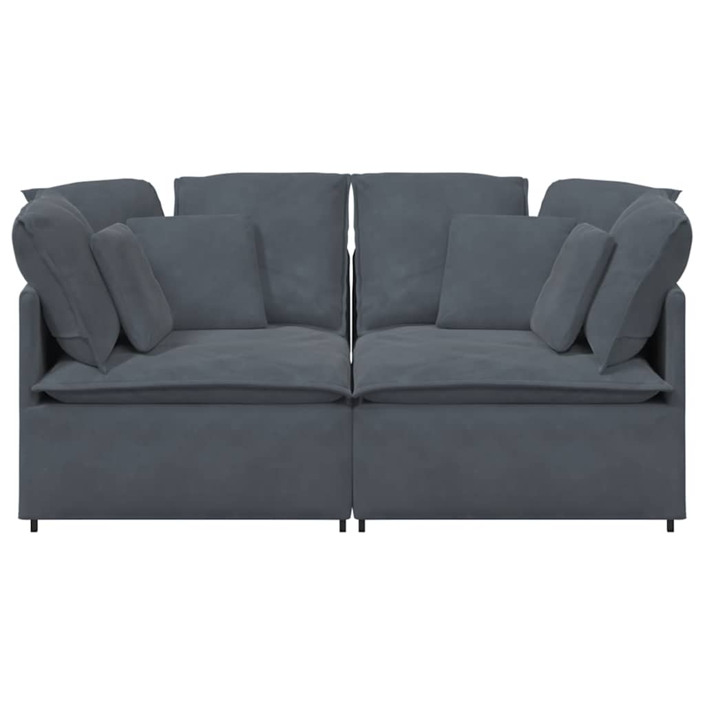 Canapé modulaire avec coussins en velours gris foncé - XIOS