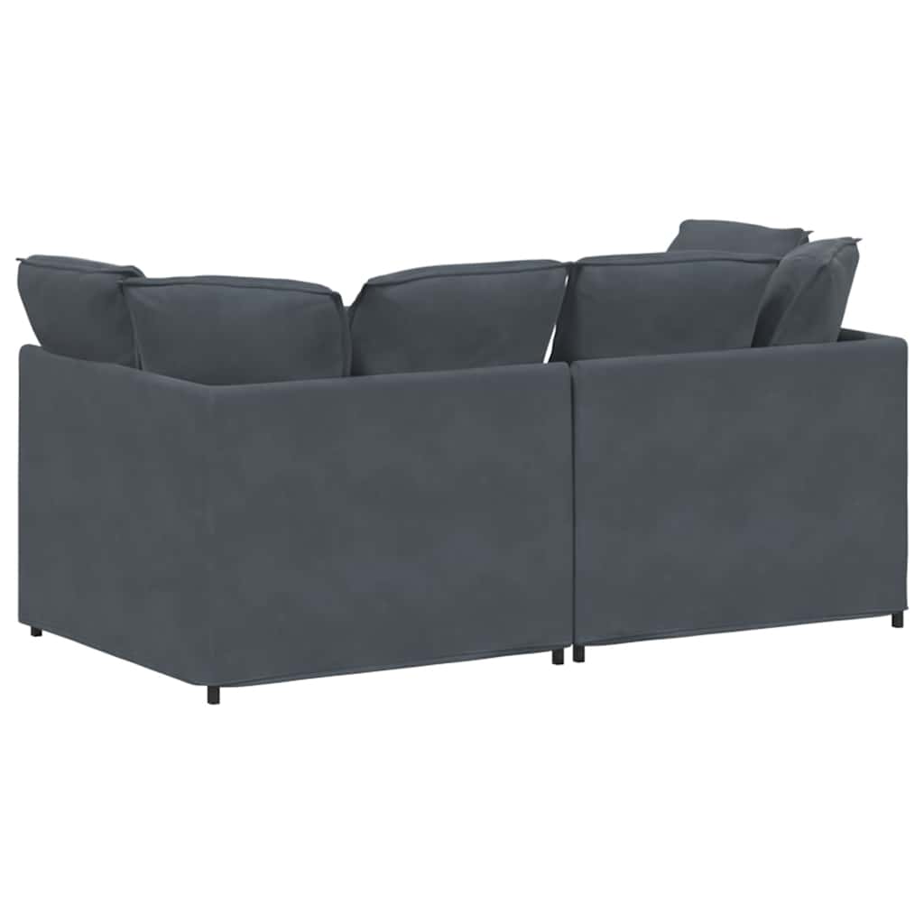 Canapé modulaire avec coussins en velours gris foncé - XIOS