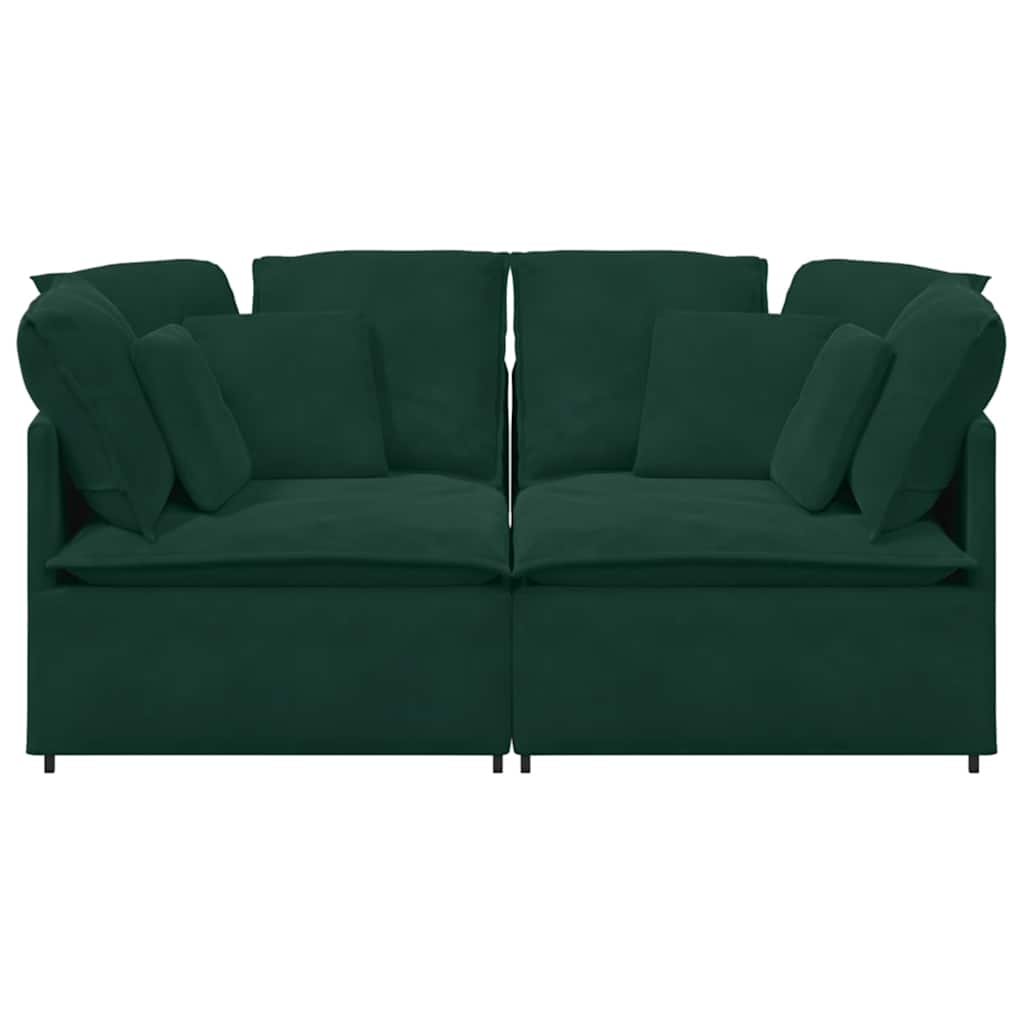 Canapé modulable avec coussins velours vert foncé - XIOS