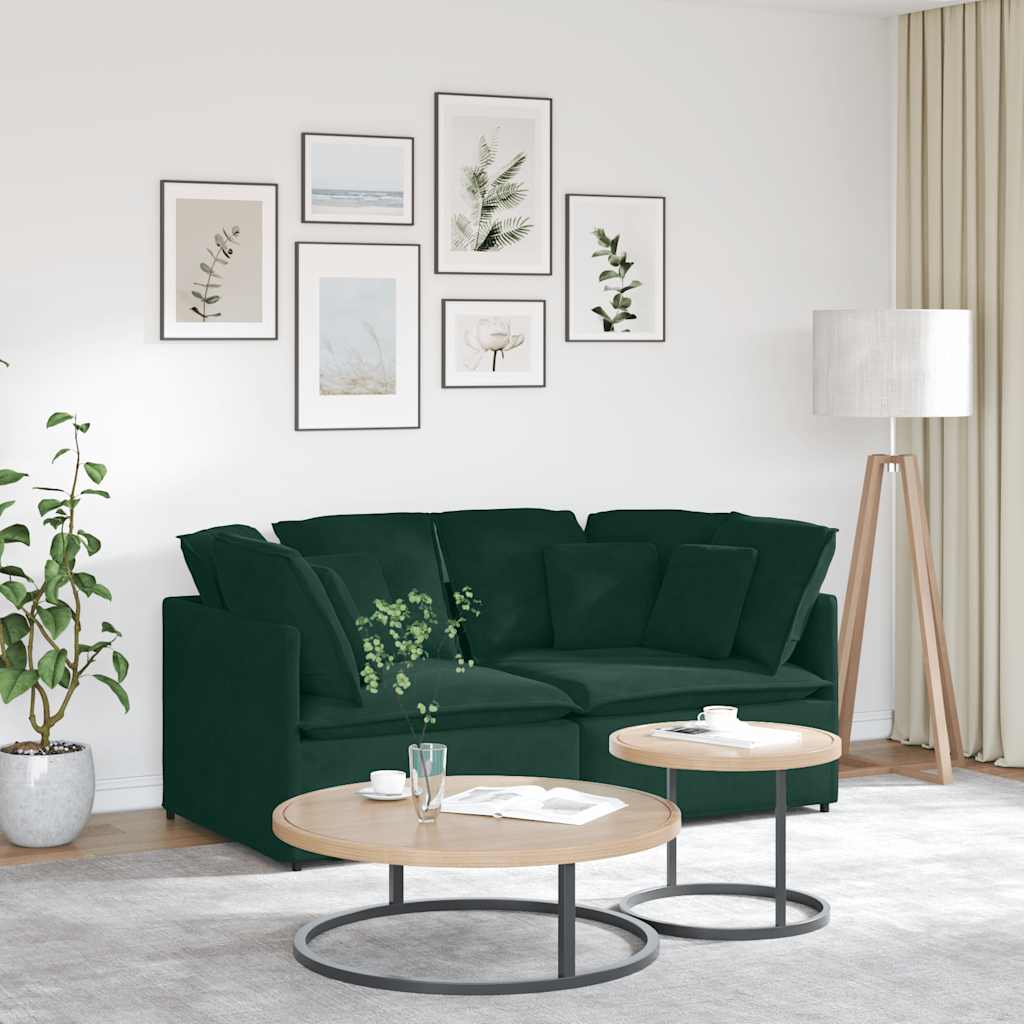 Canapé modulable avec coussins velours vert foncé - XIOS