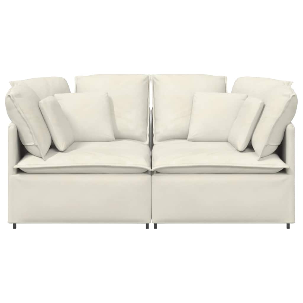Canapé modulable avec coussins velours crème - XIOS