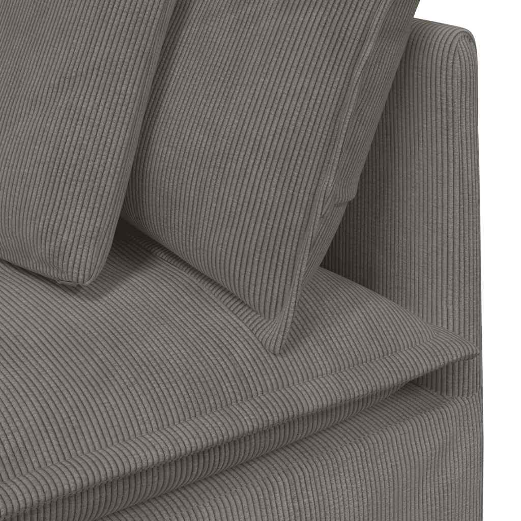 Canapé modulable avec coussins en tissu velours côtelé gris clair - XIOS