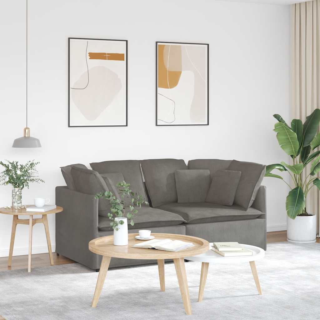 Canapé modulable avec coussins en tissu velours côtelé gris clair - XIOS