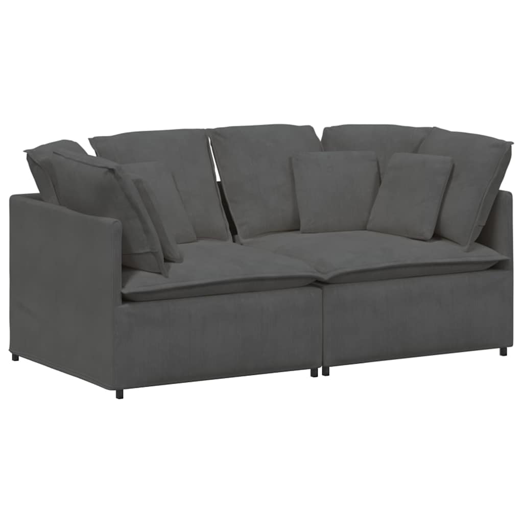Canapé modulable avec coussins velours côtelé gris foncé - XIOS