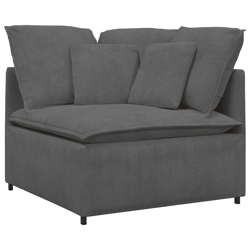 Canapé modulable avec coussins velours côtelé gris foncé - XIOS