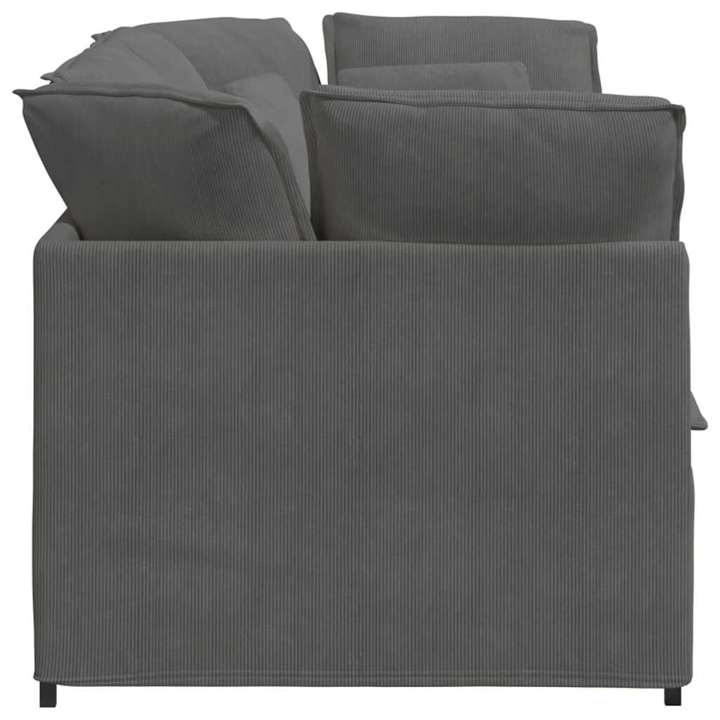 Canapé modulable avec coussins velours côtelé gris foncé - XIOS