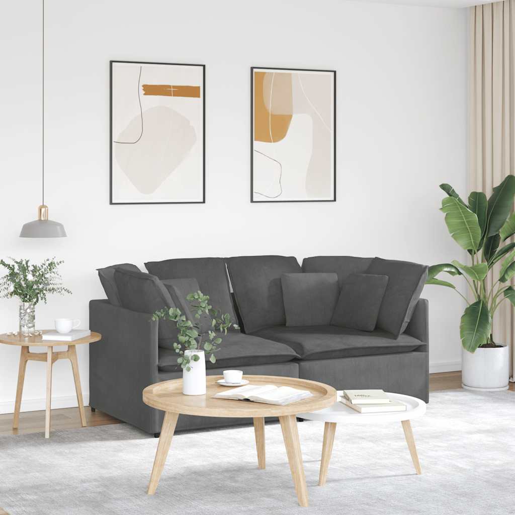 Canapé modulable avec coussins velours côtelé gris foncé - XIOS