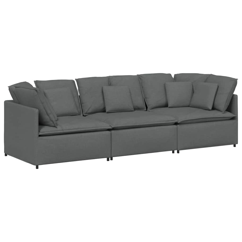 Canapé modulaire avec coussins en tissu gris foncé