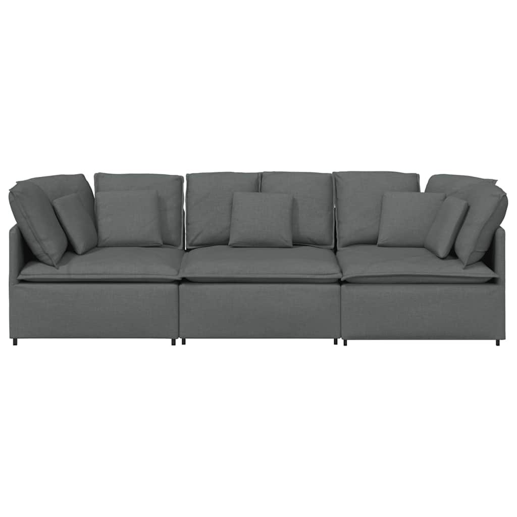 Canapé modulaire avec coussins en tissu gris foncé