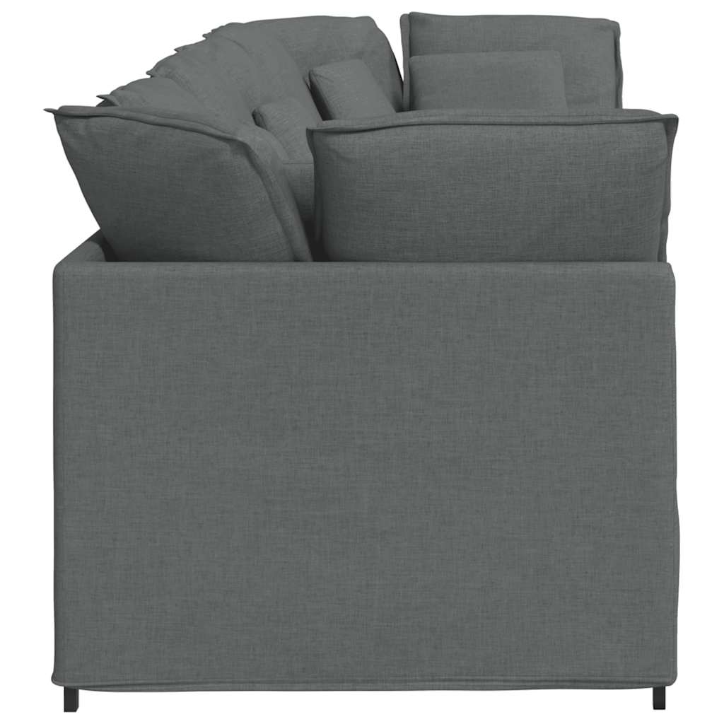 Canapé modulaire avec coussins en tissu gris foncé