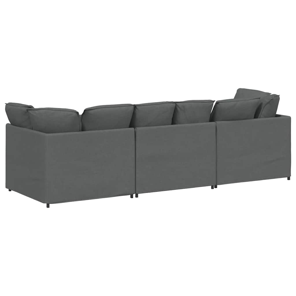 Canapé modulaire avec coussins en tissu gris foncé