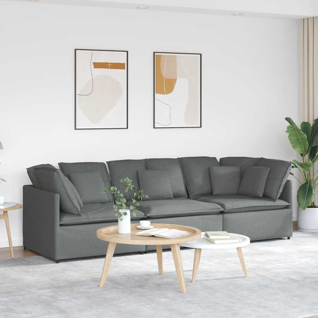 Canapé modulaire avec coussins en tissu gris foncé - XIOS