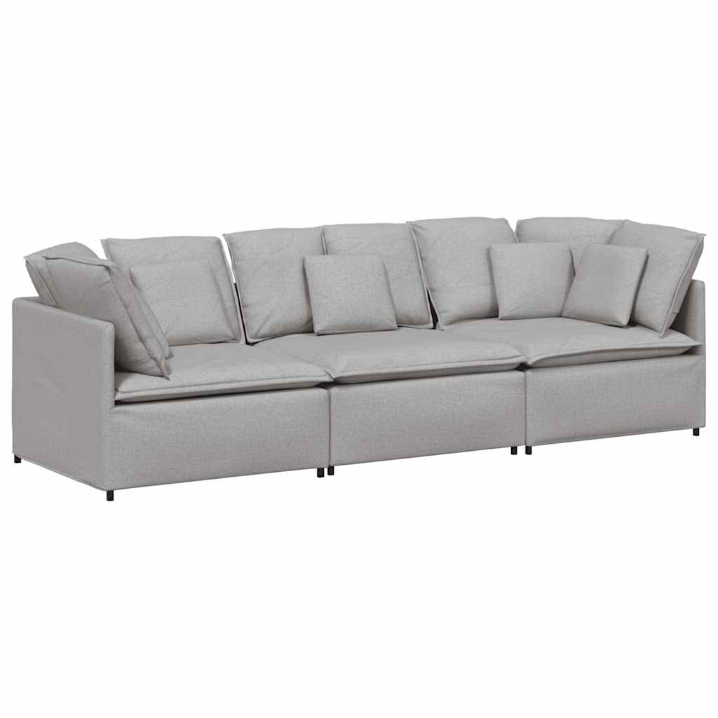 Canapé modulable avec coussins en tissu gris nuage - XIOS