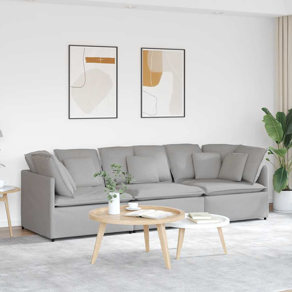 Canapé modulable avec coussins en tissu gris nuage - XIOS