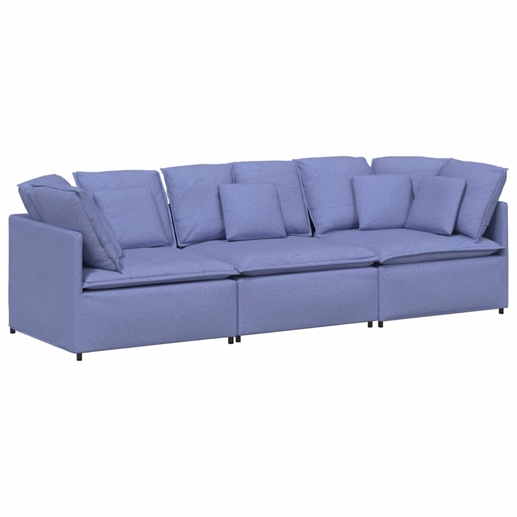 Canapé modulable avec coussins en tissu bleu jean - XIOS
