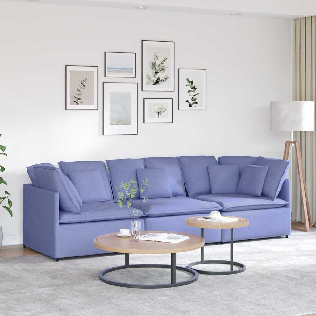 Canapé modulable avec coussins en tissu bleu jean - XIOS