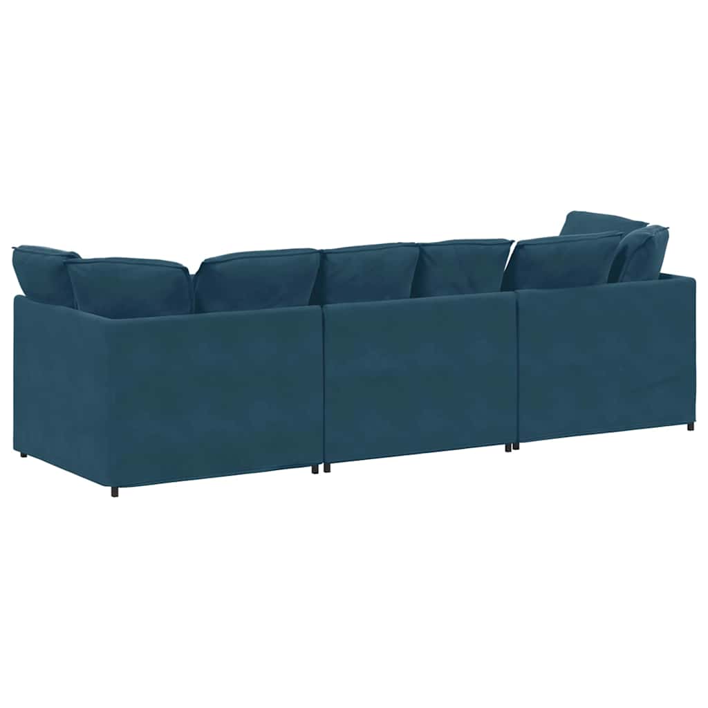 Canapé modulable avec coussins velours bleu - XIOS