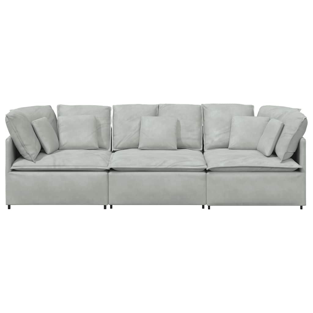 Canapé modulable avec coussins velours gris clair - XIOS