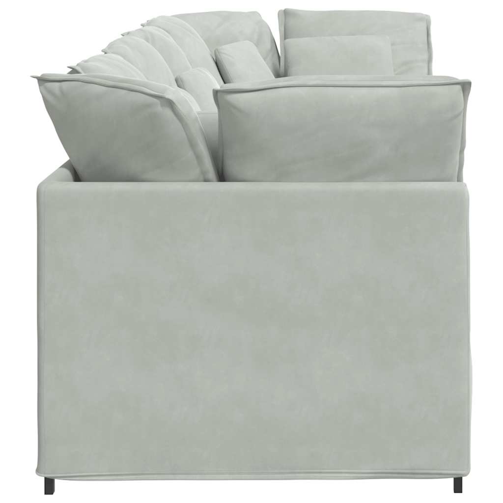 Canapé modulable avec coussins velours gris clair - XIOS