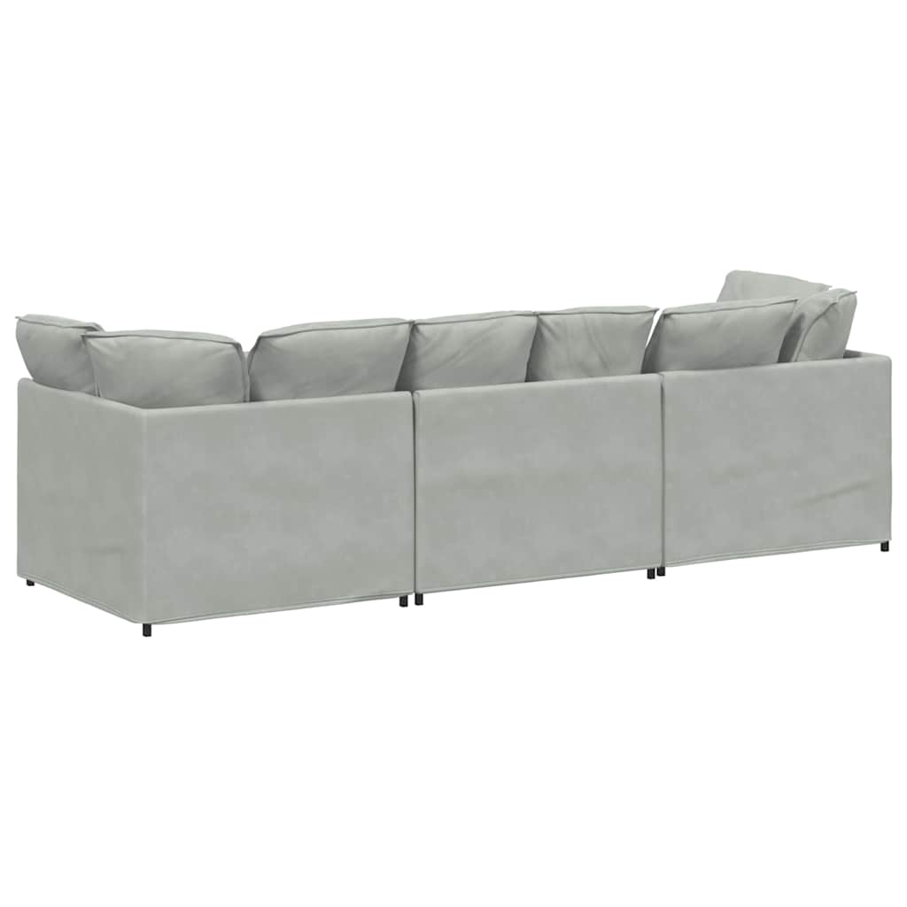 Canapé modulable avec coussins velours gris clair - XIOS