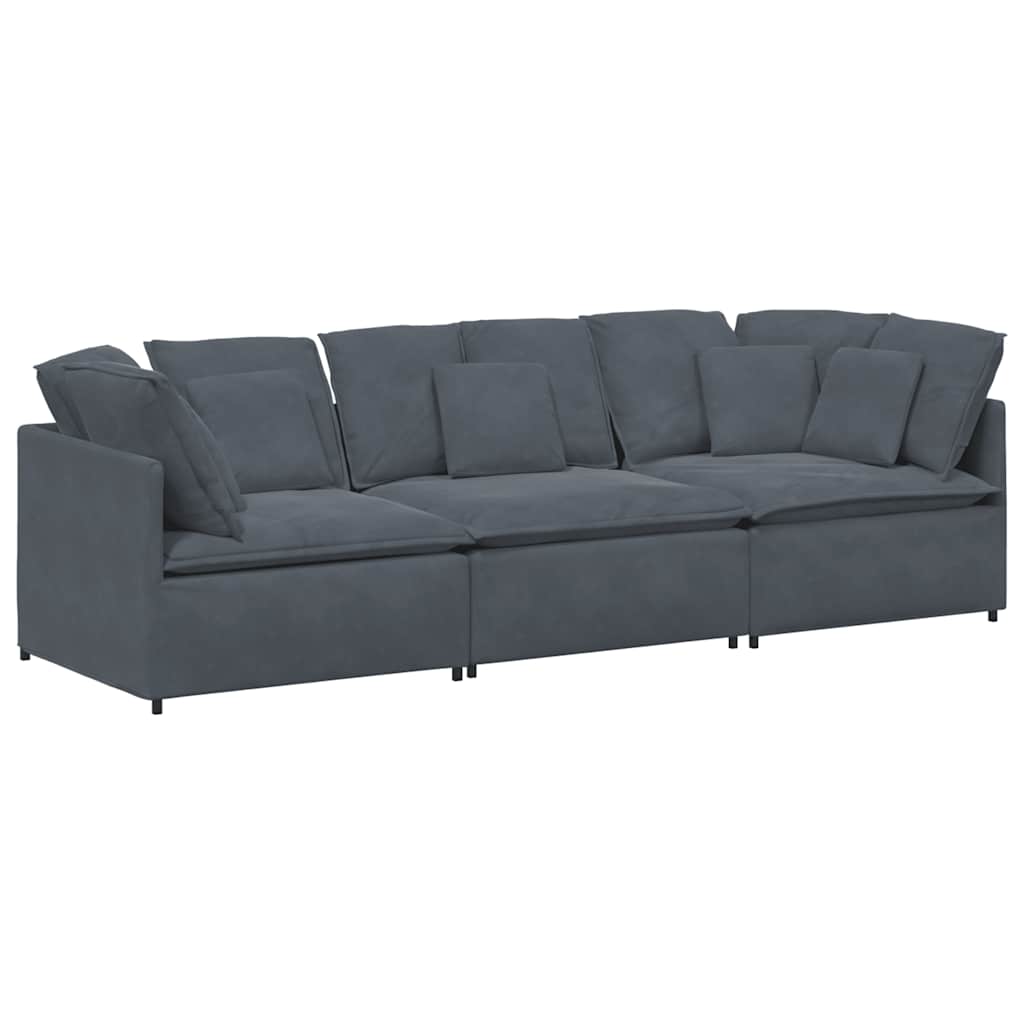 Canapé modulaire avec coussins en velours gris foncé - XIOS