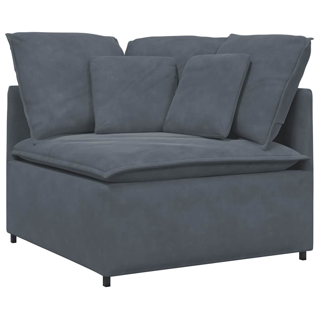 Canapé modulaire avec coussins en velours gris foncé - XIOS
