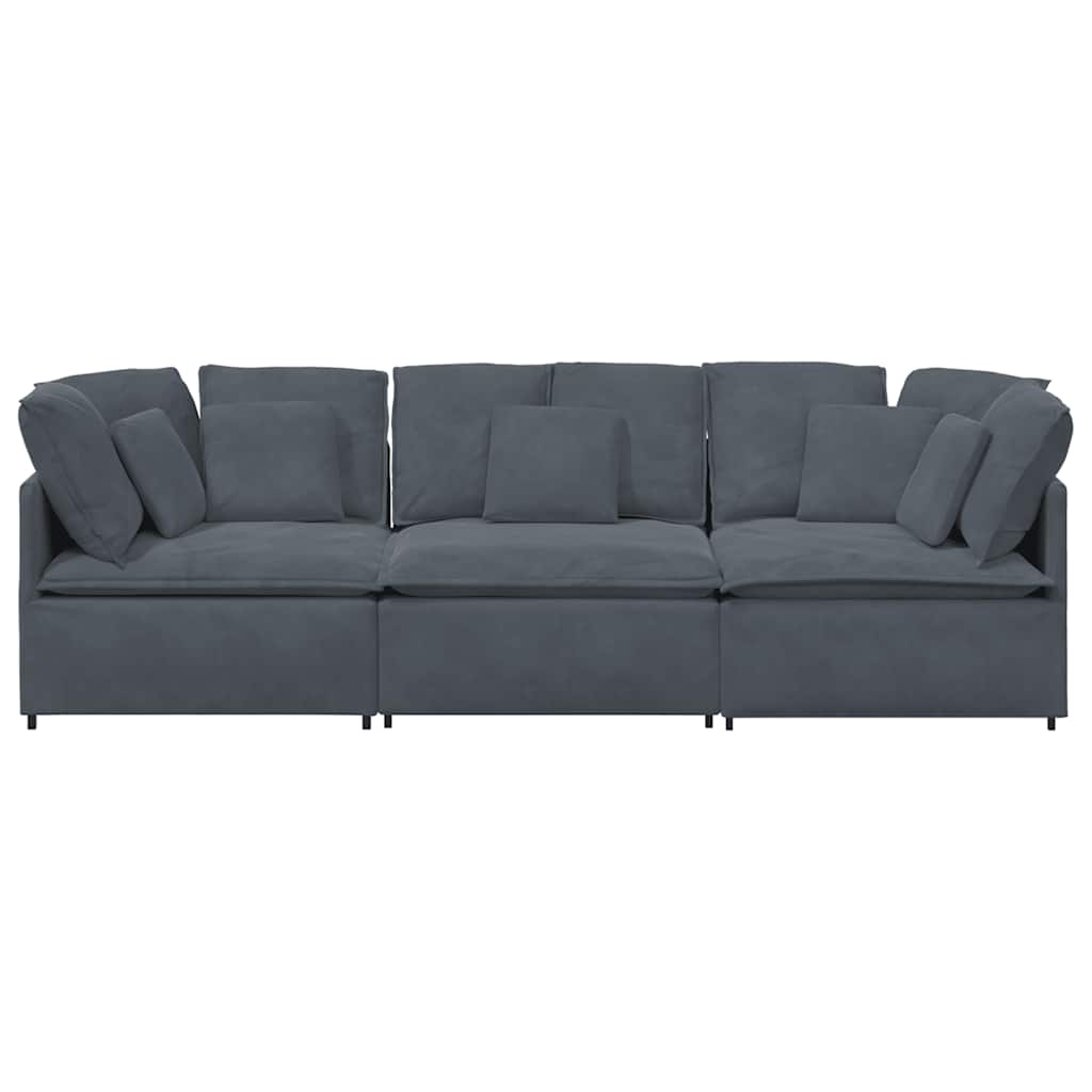 Canapé modulaire avec coussins en velours gris foncé - XIOS