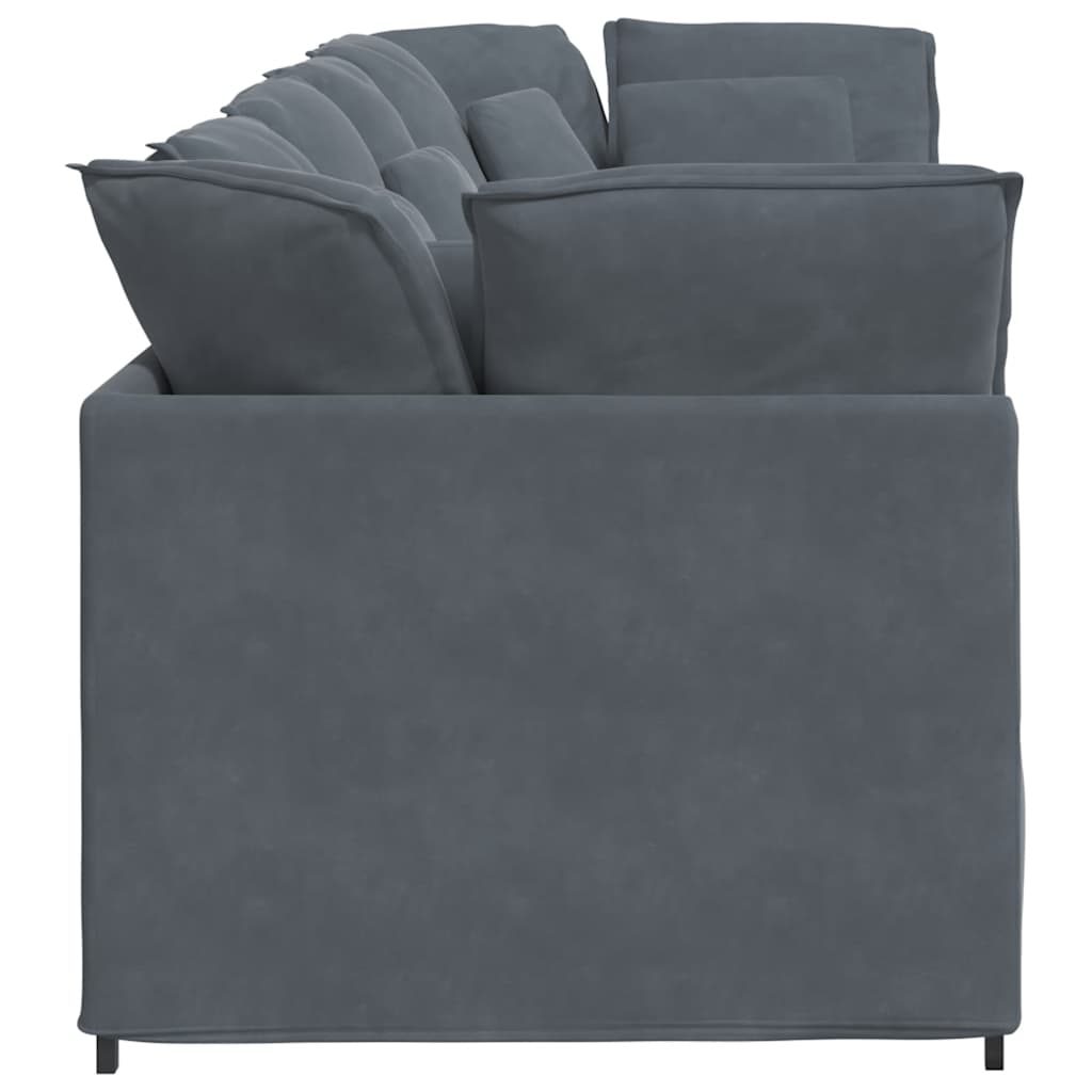 Canapé modulaire avec coussins en velours gris foncé - XIOS