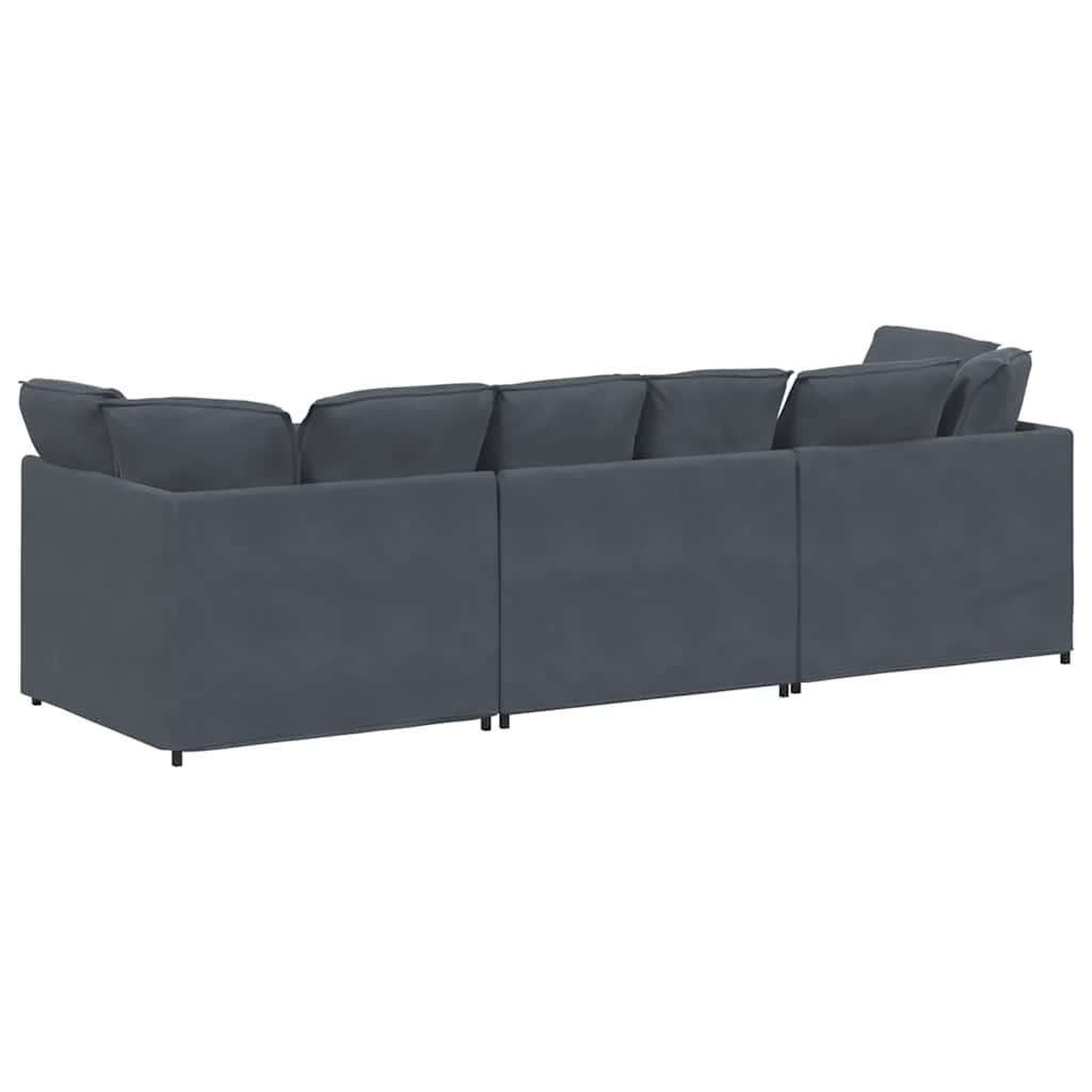 Canapé modulaire avec coussins en velours gris foncé - XIOS