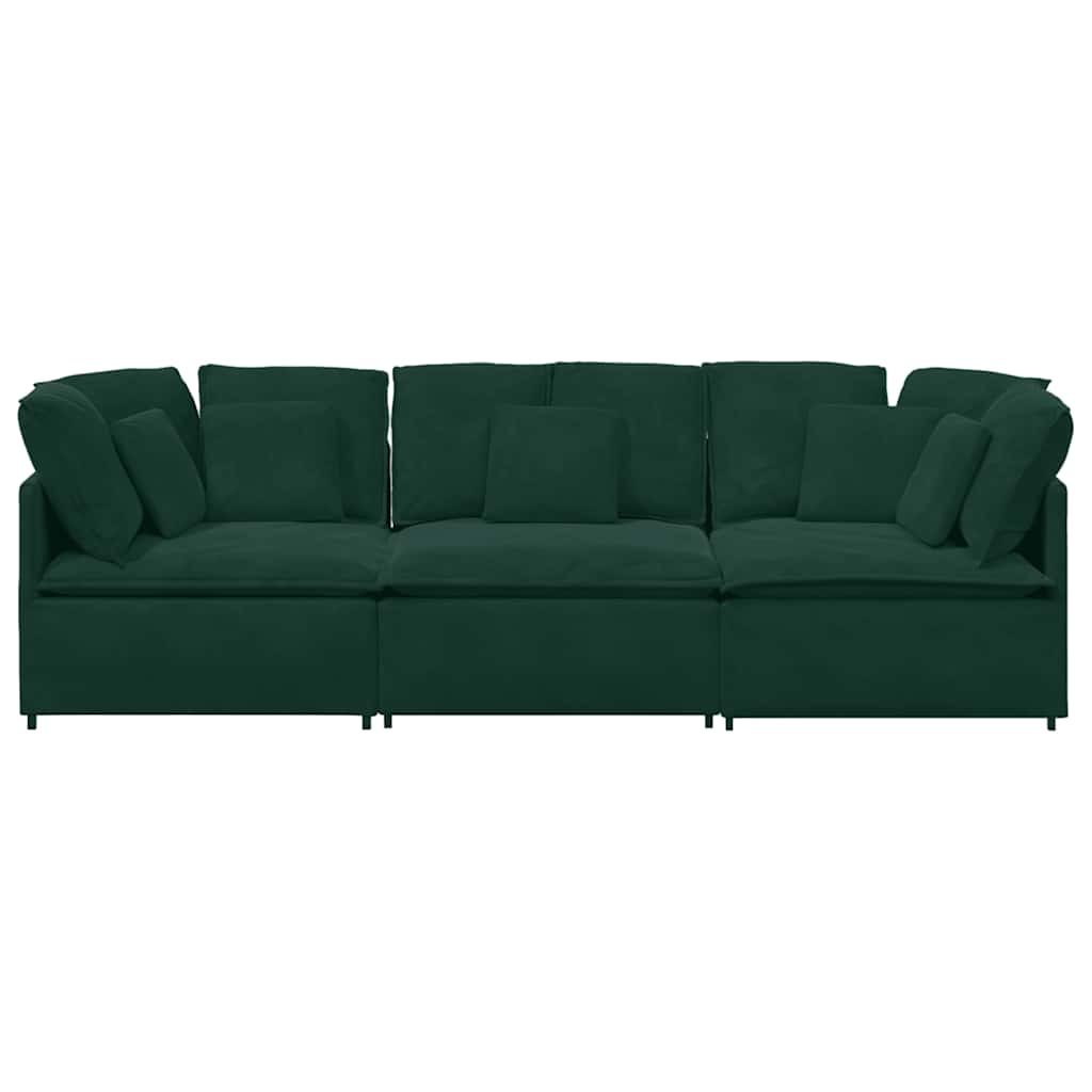 Canapé modulable avec coussins velours vert foncé - XIOS
