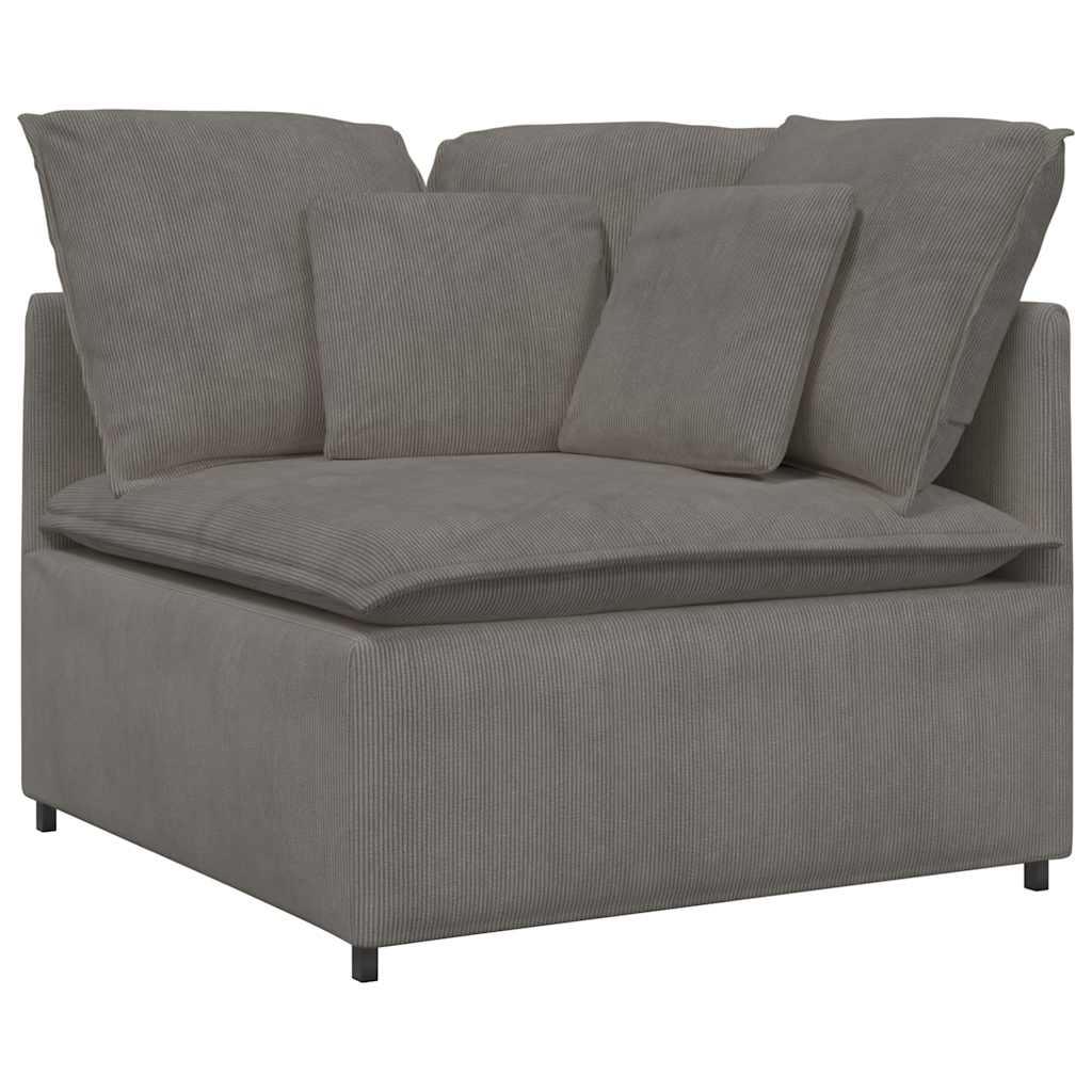 Canapé modulable avec coussins en tissu velours côtelé gris clair - XIOS