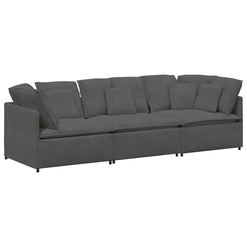 Canapé modulable avec coussins velours côtelé gris foncé - XIOS