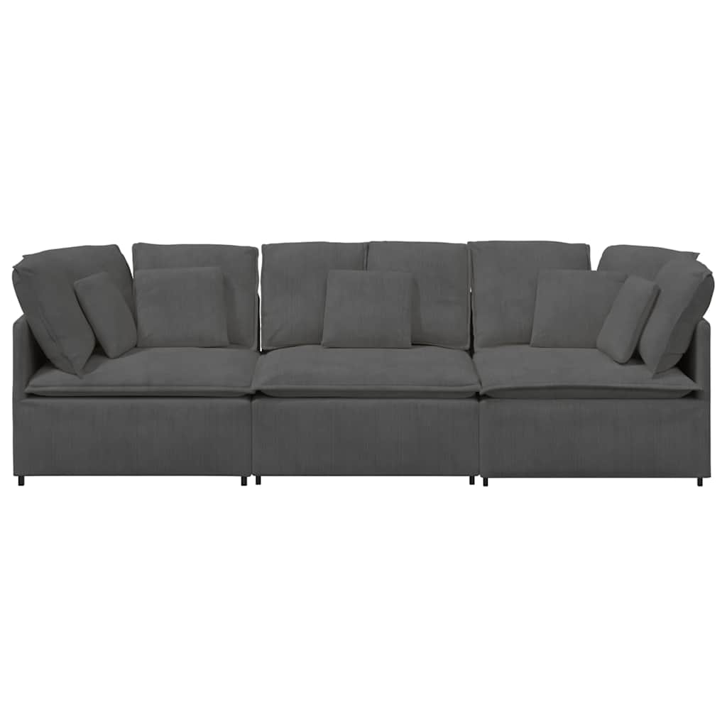 Canapé modulable avec coussins velours côtelé gris foncé - XIOS
