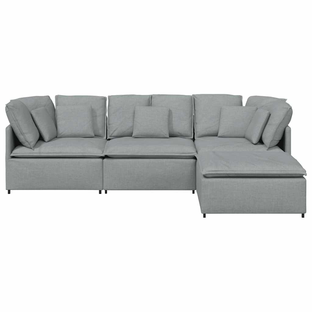 Canapé modulable avec repose-pieds et coussins en tissu gris clair - XIOS