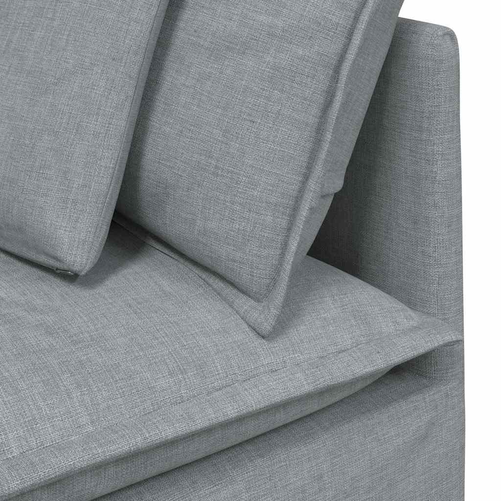 Canapé modulable avec repose-pieds et coussins en tissu gris clair - XIOS